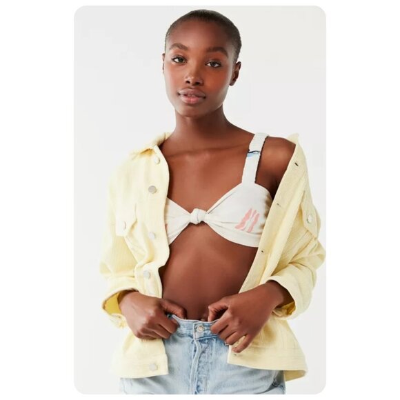 BDG Urban Outfitters Butter Yellow Corduroy Trucker Jacket sz M - Picture 2 of 9